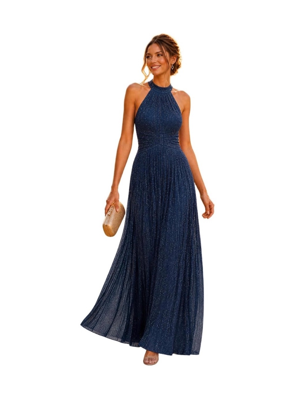 Women’s Navy Blue Halter Dress - Size 18 / 1XL - Sparkles - Dress for Wedding
